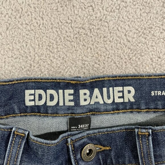 Eddie Bauer Men's 34x32  Straight Fit Denim Jeans Classic Blue Cotton Blend - Picture 5 of 8